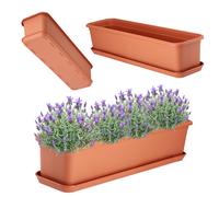 Boîte de balcon KADAX avec dessous de plat, 60 cm, terre cuite