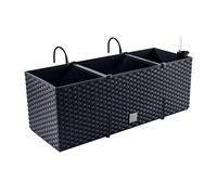PAFEN Jardinière de balcon Pot de fleurs aspect rotin avec supports 4 couleurs Indicateur de niveau d'eau Jardinière pour balcon Anthracite