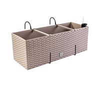 PAFEN Jardinière de balcon Pot de fleurs effet rotin avec supports 4 couleurs Pot de fleurs avec indicateur de niveau d'eau Jardinière de balcon Pots de fleurs/plantes Mocca