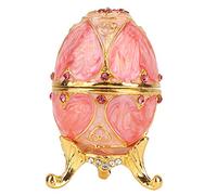 Boîte de Bibelot de Bijoux à Charnière de Style D'oeuf de Fabergé Peint à la Main Vintage Oeuf de Fabergé émaillé avec des Diamants Brillants
