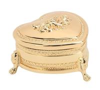 Boîte de bijoux vintage, boîte en forme de coeur en alliage en zinc, bijoux mignon baroque doré avec une petite gibier à fleurs anciennes organisatrice pour anneaux, boucles d'oreilles, colliers pour