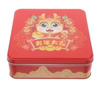 Boîte de Biscuits du Nouvel An en Fer, Coffret Présent Décoratif | Style Cartoon Festif, Taille Portable, pour Bonbons et Sachets de Thé, Décoration de Fête du Nouvel An