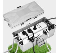 Boîte de Câble Etanche,26.1x15x9.4 CM Boite Etanche,Boite Etanche Electrique Exterieu,6 Entrée de Joint de Câble,IP54 Boite Rangement Cable,pour Timer Outlet Plug,Minuteries,Rallonges,Câbles,Gris