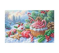 Boîte de Cadeau de Noël Cupcake Puzzle 1000 Pièces pour Adultes Challenge 3D Unique Educa Jeu De Réflexion Relaxation Artistique Cadeau De Famille Décoration 1000 PCS