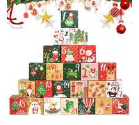 Boîte de calendrier de compte à rebours de Noël - 24 jours - Boîte vide à remplir soi-même - Figurine décorative pour bureau pour , filles, frères et sœurs, amis