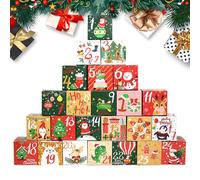 Boîte de calendrier de compte à rebours de Noël - 24 jours - Boîtes vides pour compte à rebours de Noël - Figurine décorative pour bureau pour , filles, frères et sœurs, amis
