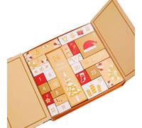 Boîte de calendrier de l'avent vide 24 jours, 1 ensemble, boîte calendrier compte à rebours noël rechargeable pour enfants, décor vacances noël en famille (or)