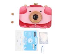 Boîte de caméra de dents de lait en bois Stockage de dents de bébé Collectible Multi-fonction KeepSake Boîte pour les enfants Mémoires d'enfance Pine Wood (Cochon rose)