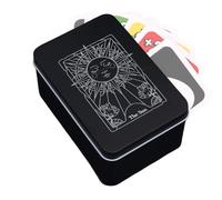 Boîte De Cartes De Tarot - Boîte De Stockage De Bijoux | D'organisateurs De Bijoux En Métal | Organisateur Quotidien De La Carte Oracle, 5x3,35x2,36 Pouces, Iron Moon Sun Imprimé Fortune Tell Bo