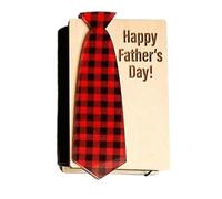 Boîte de cartes en bois pliable pour la fête des pères, porte-cartes de vœux, porte-cartes de fête des pères, porte-carte de cravate pour la fête des pères - Boîte en bois pour papa, noir/rouge, Voir