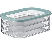 Boîte de charcuterie Mepal Modula 3 couches Nordic Green - 1650 ml - pour le stockage des charcuteries et des produits à base de viande - 3 récipients de stockage séparés - va au lave-vaisselle