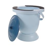 Boîte de Chevet Portable avec Couvercle, Plastique Bleu, Usage Adulte | Pression, Coussin et Fermeture Sécurisée, Anti-éclaboussures, pour Soins à Domicile, Lit, Personnes Âgées