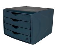 helit H6429534 Boîte de rangement à tiroirs « the green chameleon », en plastique recyclé, certifié Blauer Engel bleu, 1 pièce