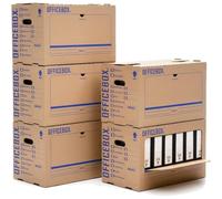 Boîte de classement KK Verpackungen Officebox | Boîte d'archives robuste de 20 pièces fenêtre de visualisation pouvant contenir jusqu'à 6 dossiers | Boîtes d'archives empilables cases à cocher