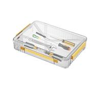 Boîte de classement transparente avec poignée, étui portable pour projet - Boîte de rangement empilable avec couvercle pour lettres, scrapbooking, photo