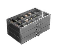 Boîte de collection de pierres - Vitrine pour pierres, | Étagère en cristal avec 54 compartiments | Vitrine acrylique à 3 couches avec pierres précieuses visibles pour pierres, coquillages, miniatures