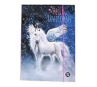 Boîte de collection robuste pour enfant - Classeur pour cartable - Dossier avec élastique élastique et rabat intérieur DIN A4 - Pour fille (licorne licorne AA)