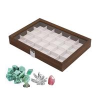 Boîte de collection Rock | 24 compartiments, anti-poussière, intérieur | Vitrine en marbre pierre pour bureau, bureau, salle de ologique
