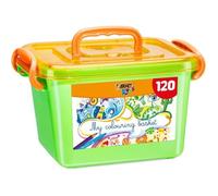 Boîte de coloriage enfant - BIC - 60 crayons de couleur - 60 feutres de coloriage - Boîte réutilisable - Ultra-lavable