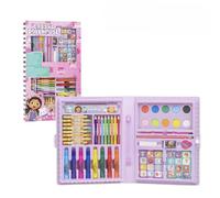 Boîte de Coloriages Gabby's Dollhouse - Inclut des Feutres et Crayons de couleur, Aquarelles et Autocollants - avec Règle pour des Traits de Précision - Produit Original Conçu en Espagne