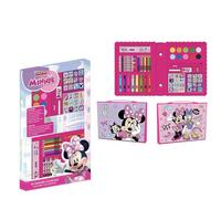 Boîte de Coloriages Minnie Mouse - Inclut des Feutres et Crayons de couleur, Aquarelles et Autocollants - avec Règle pour des Traits de Précision - Produit Original Conçu en Espagne
