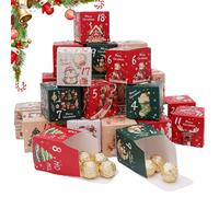 Boîte de compte à rebours de Noël - Boîte de compte à rebours vide de 24 jours à remplir | Récipient en carton pour décoration festive pour vacances d'hiver, adolescents, étudiants, adultes, filles