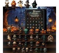 Boîte de compte à rebours d'Halloween 31 Nights of Fright avec figurines - Calendrier de l'Avent 2025 pour Halloween - Mini poupées effrayantes, boîtes cadeaux, figurines d'horreur ornements