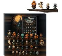 Boîte de Compte à Rebours pour Halloween avec Figurines - Calendrier de l'Avent de 31 Nuits d'Épouvante avec Mini Figurines d'Horreur Effrayantes, Charmes à Suspendre et pour Bureau, Surprises