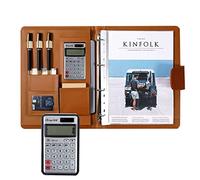 boîte de conférence PU en cuir, Porte-bloc A4 en cuir synthétique vegan marron/noir(Brown,Solar calculator)