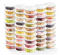 Boite de conservation alimentaire en plastique de 235 ml avec couvercle hermétique (lot de 50) pour repas, conservation des aliments et congélation, soupes, sauces, snacks et bien plus encore