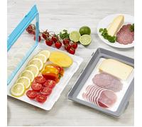 Boîte de conservation alimentaire lot de 2 Click&Fresh | 2 boite hermetique alimentaire Gris/Bleu | Boite plastique alimentaire