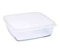 Boite de conservation carrée en verre avec couvercle en plastique - Blanc - 0,5L Blanc G
