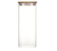 Pot en verre carré couvercle bambou 2,2L Pebbly