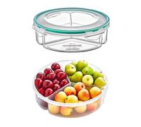 Boîte de conservation des aliments ronde à 3 compartiments, récipient à déjeuner hermétique et étanche de 1350 ml