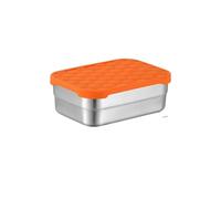 Boîte de conservation en acier inoxydable for réfrigérateur et congélateur, boîte à bento scellée avec couvercle souple silicone orange, rangement for pique-nique Nique éTanche En Acier(720ML Square)