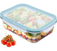 Boîte de conservation en verre avec couvercle en plastique hermétique - 1480 ml - Meal Prep Boîte alimentaire pour le four et le micro-ondes