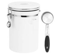 Boîte de conservation hermétique en acier inoxydable 304 avec cuillère pour grains de café, thé, fruits secs, antirouille, durable, capacité de 1,8 L, parfaite pour la maison, la (Pot scellé blanc