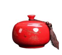 Boîte de conservation pour le thé Ceramic Tea Canister With Airtight Lid Kichen Storage Container For, Coffee, Nuts, Spice, Sugar Pour le sucre(Red)