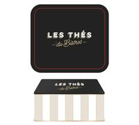 Boite de conservation pour le thé en métal à rayures collection AU BISTROT beige