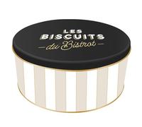 Boite de conservation pour les biscuits en métal à rayures collection AU BISTROT beige