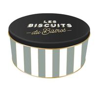 Boite de conservation pour les biscuits en métal à rayures collection AU BISTROT vert