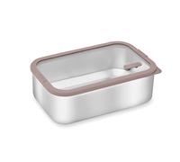 Boîte de conservation rectangulaire en inox avec couvercle en verre 1,65 L compatible micro-ondes Mathon