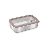 Boîte de conservation rectangulaire en inox avec couvercle en verre 700 ml compatible micro-ondes Mathon