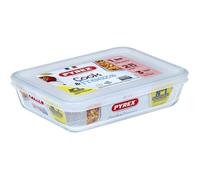 Pyrex Boîte de conservation rectangulaire 1451004 – Verre borosilicate, couvercle plastique 19×14cm