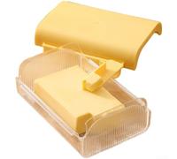 Boîte de conservation scellée pour beurre - Boîte de découpe et d'emballage avec couvercle, planche à découper, spatule en acier inoxydable pour conserver la fraîcheur (jaune)