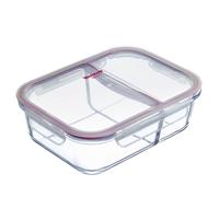 Westmark Boîte fraîcheur en verre 980 ml – 2 compartiments, micro-ondes & four – Transparent/Rouge