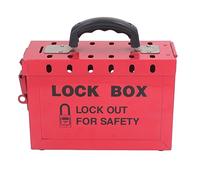 Boîte de Consignation de Sécurité en Acier Inoxydable, Rouge, Grande Capacité 12 Cadenas, Poignée Ergonomique en Métal, Couvercle à Charnière, pour Verrouillage LOTO