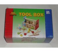 Boîte de construction en bois avec outils et vis (longeur:25cm et hauteur:17cm)