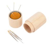 Boîte de Conteneur d'Aiguilles à Coudre, Oreiller à Aiguilles Rondes Compactes Multifonctionnelles en Bois de Grande capacité pour la Couture (gingembre)