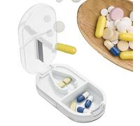 Boîte de coupe de pilules, organiseur de pilules portable avec cutter, petit pilulier pilulier supplément de médicaments distributeur de pilules pour les voyages en plein air